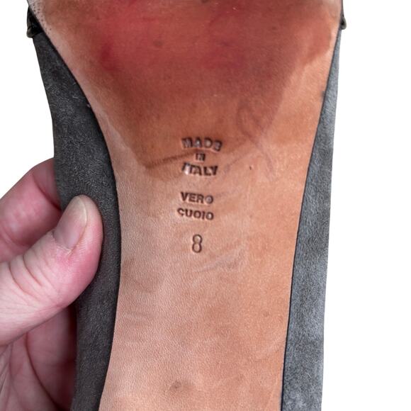 Butter brand US 8M pumps gray suede & black patent leather high heels classic - Picture 5 of 11